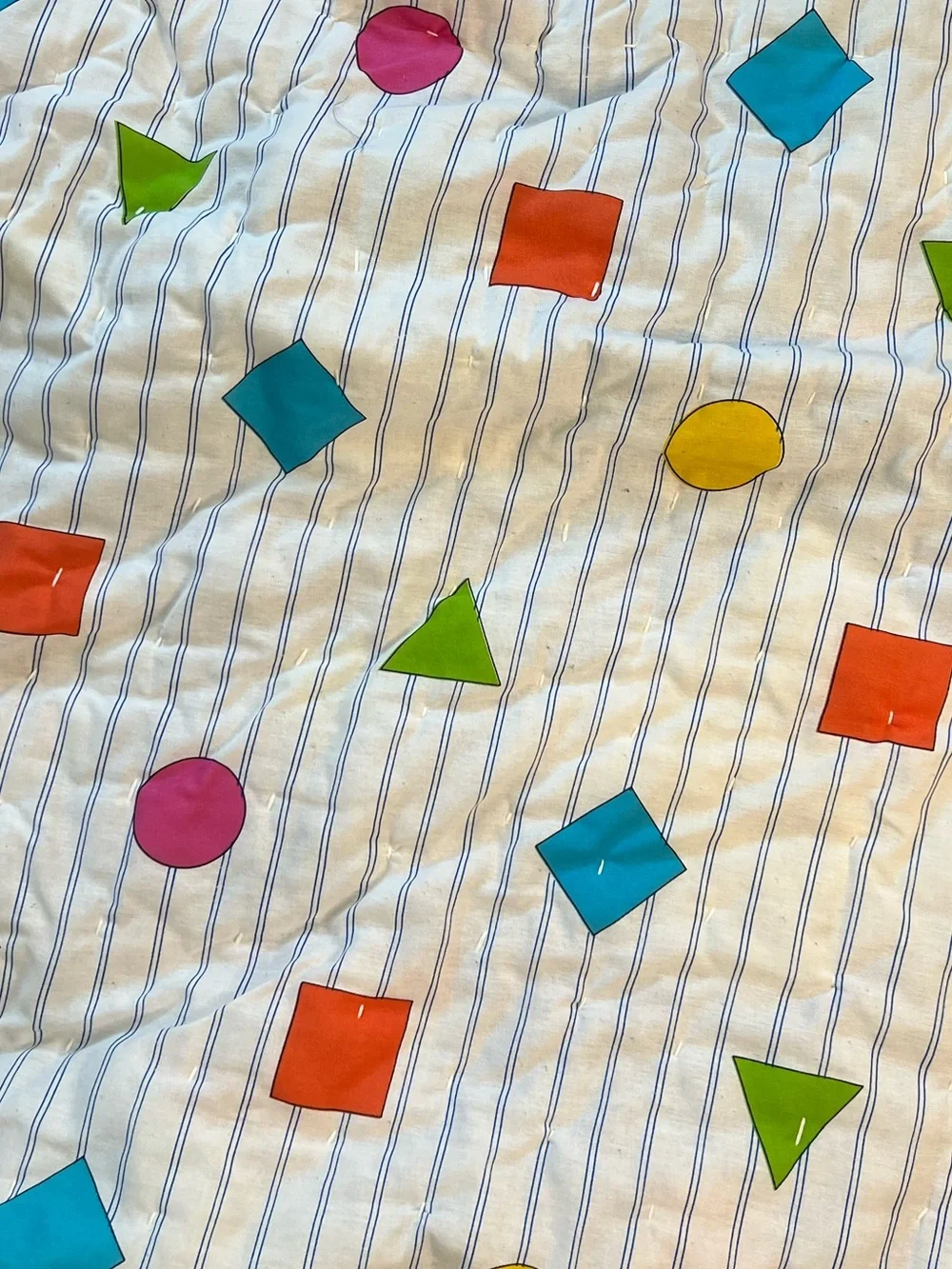 Vintage Sesame Street Blanket Big Bird Elmo Blue Geometric Shapes Handmade